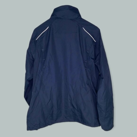 Trimark Men's Jacket Size M Flint Lightweight Hideaway Hood Navy Blue Full Zip - Picture 3 of 6